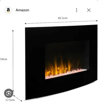 Chimenea Eléctrica Cristal Moderna Piedras Negras