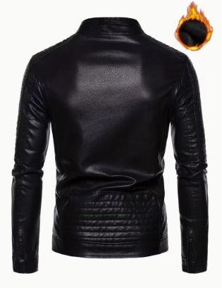 Chaqueta de Cuero Ecológico con Forro Polar