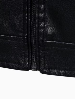 Chaqueta de Cuero Ecológico con Forro Polar