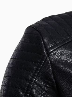 Chaqueta de Cuero Ecológico con Forro Polar