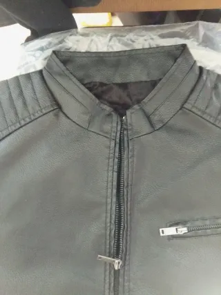 Chaqueta de Cuero Ecológico con Forro Polar