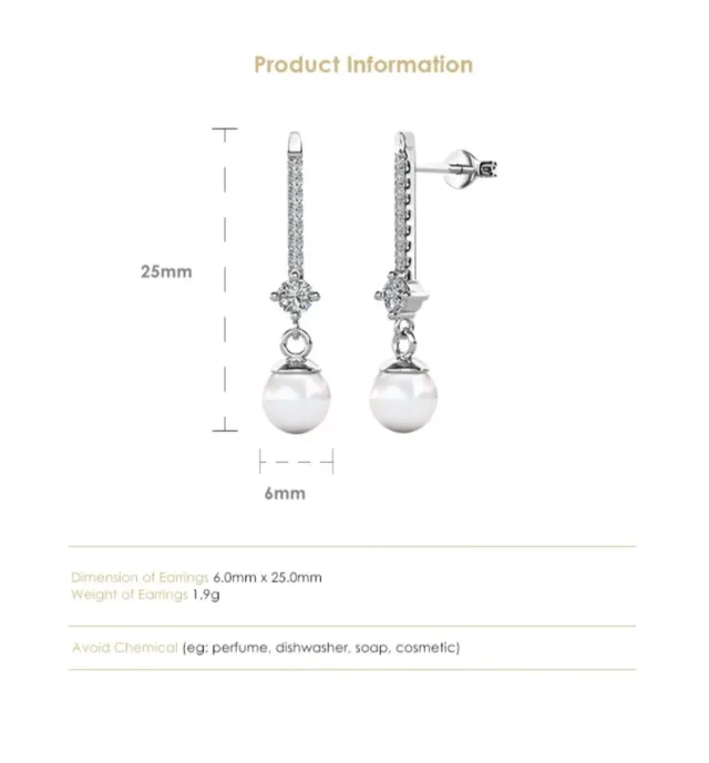 Pendientes Oro Blanco y Perlas Swarovski