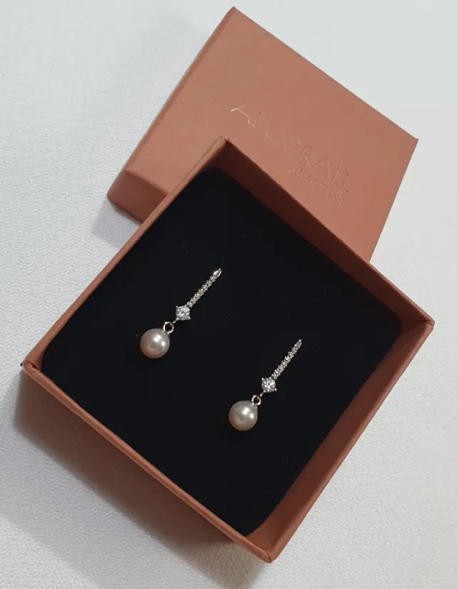 Pendientes Oro Blanco y Perlas Swarovski