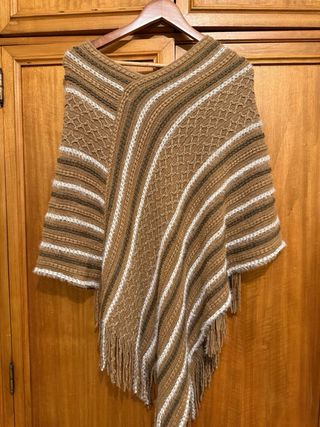 Poncho Natura bege e castanho