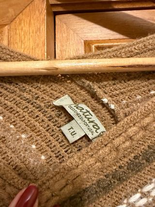 Poncho Natura bege e castanho