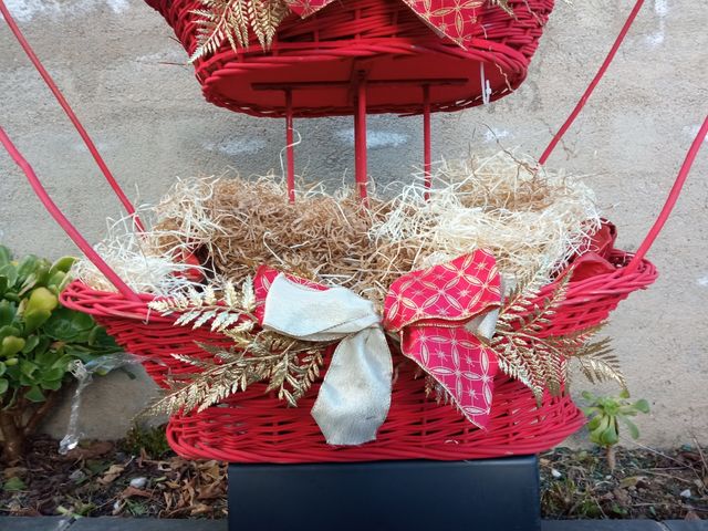 Cesta de mimbre de 3 niveles roja