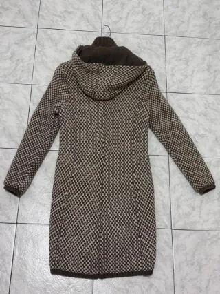 Cappotto donna con cappuccio beige/marrone