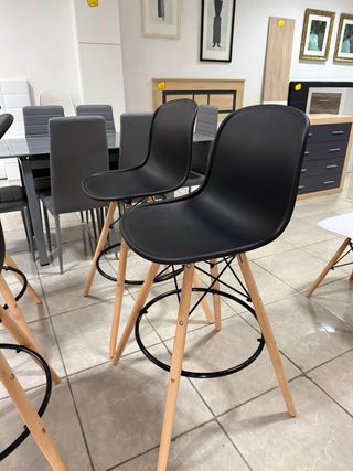 Taburetes de Barra Altos Madera y Plástico