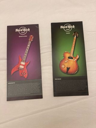 Hard Rock Cafe Barcelona y Paris Guitar Cards
