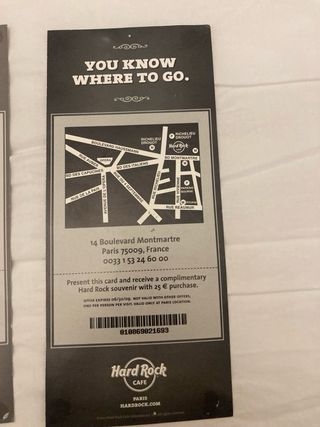 Hard Rock Cafe Barcelona y Paris Guitar Cards