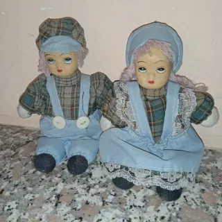 2 Bambole Pezza Testa Ceramica