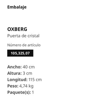 Puerta vidrio OXBERG IKEA blanco 40x97