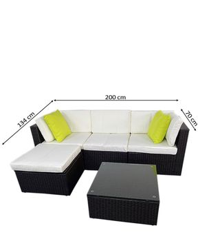 Conjunto Muebles Jardín Ratán y Cristal