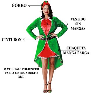Disfraz Elfa Talla Única M/L - Vestido Navidad