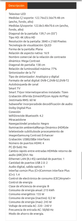 Samsung TV QE55Q90T 55" QLED 4K Smart TV