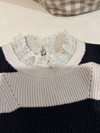 Jersey Mango Rayas Blanco y Negro