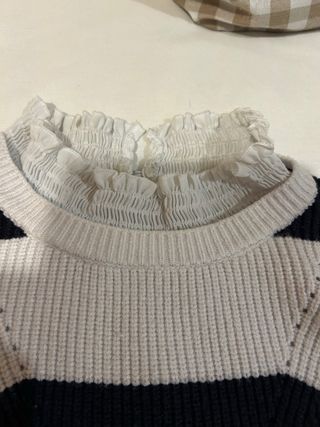 Jersey Mango Rayas Blanco y Negro