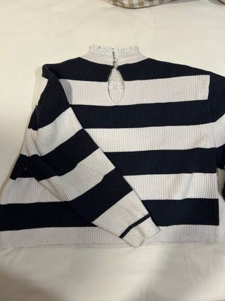 Jersey Mango Rayas Blanco y Negro