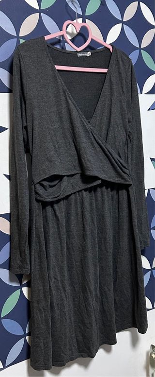 Vestido premamá lactancia Vertbaudet gris