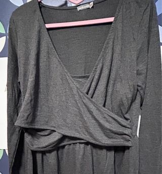 Vestido premamá lactancia Vertbaudet gris