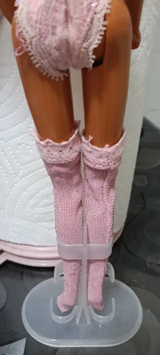 Abito Barbie vintage pizzo rosa calze