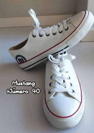 Rebajadas! Bambas Mustang Talla 40 Mujer Blancas