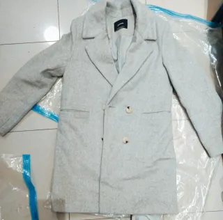 Abrigo paño gris Stradivarius Talla S