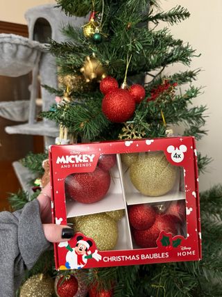 Bolas Navidad Mickey Mouse Purpurina (4uds)