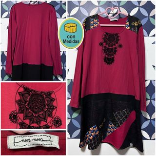 Vestido túnica desigual Noos-Noos burdeos negro