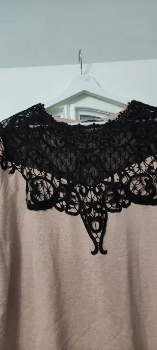 Jersey mujer encaje negro beige