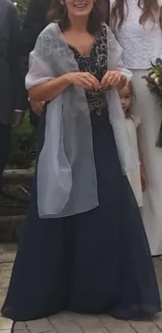 Vestido fiesta azul pedrería