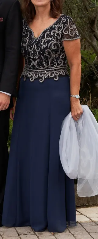 Vestido fiesta azul pedrería