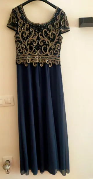 Vestido fiesta azul pedrería