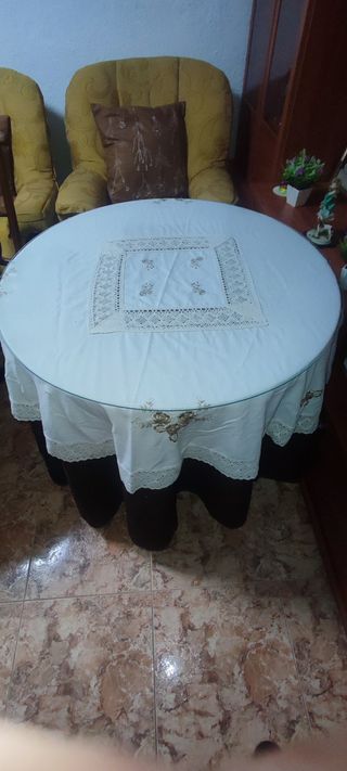 Mesa camilla redonda extensible 90- 115cm con ropa