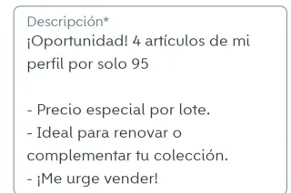 Oferta 4 cosas de mi perfil por 95