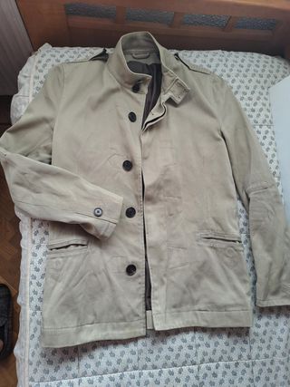 Chaqueta ZARA entallada ALGODON LINO beige UNISEX.