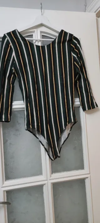 Body manga tres cuartos rayas