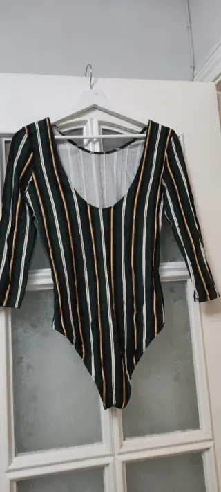 Body manga tres cuartos rayas