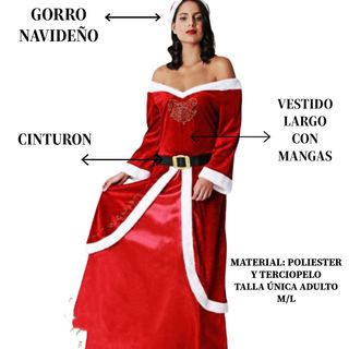 Disfraz Mamá Noel Talla Única M - Vestido Rojo