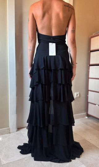 Vestido largo halter negro para evento
