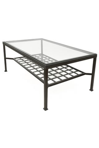 vintage-moderna. Mesa de centro forja y cristal.