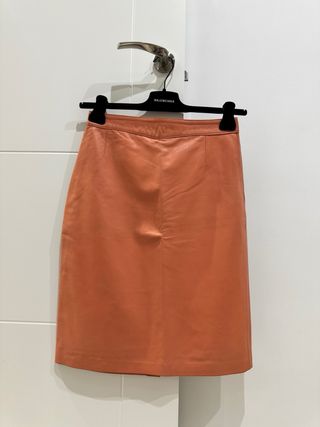 Falda de piel  naranja/coral