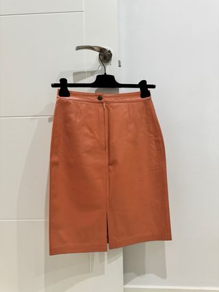Falda de piel  naranja/coral
