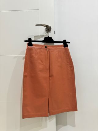 Falda de piel  naranja/coral