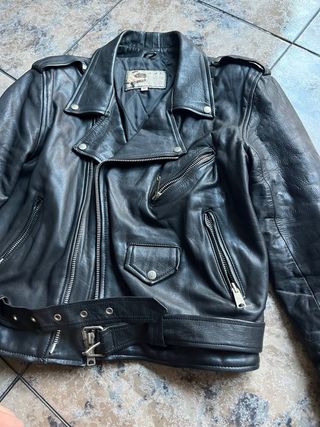 Chaqueta Biker Cuero Vintage AMI London 70s