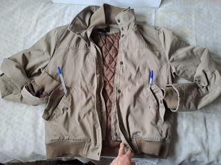 Cazadora H&M bomber algodón BEIGE S-M forro.