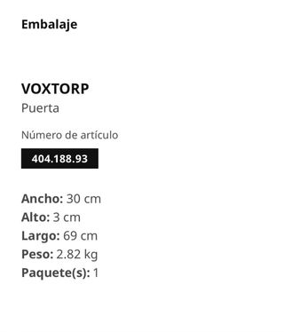 Puerta VOXTORP IKEA blanco brillo 30x60