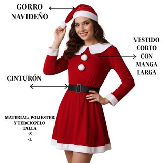 Disfraz Mamá Noel Talla S - Vestido Rojo