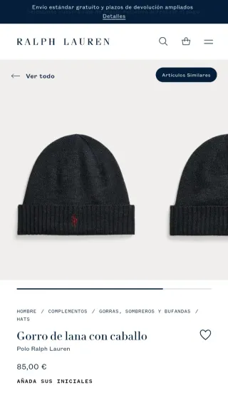 Gorro Polo Ralph Lauren Gris