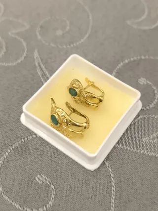 Pendientes oro con esmeralda y circonitas